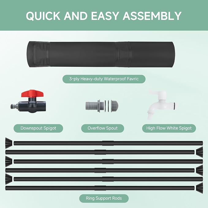 Collapsible Rain Barrel Water Storage Containers-53 Gallon Portable Rainwater - Image 5