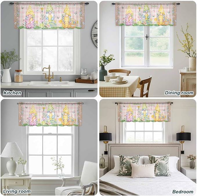 Happy Easter Sheer Valances for Windows 60"x18", Light Filtering Kitchen - Image 5