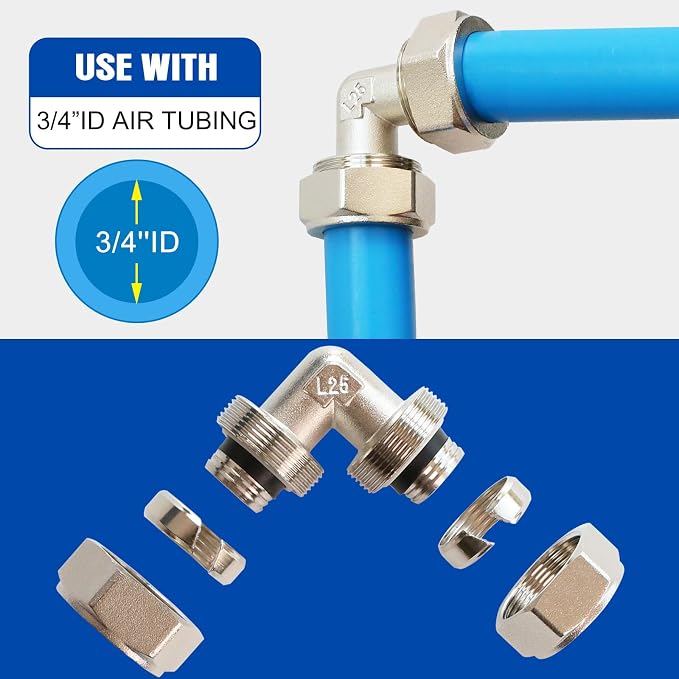 3/4 Inch Brass-Nickel Plated Elbow Fittings, Air Hose Fittings - Image 3