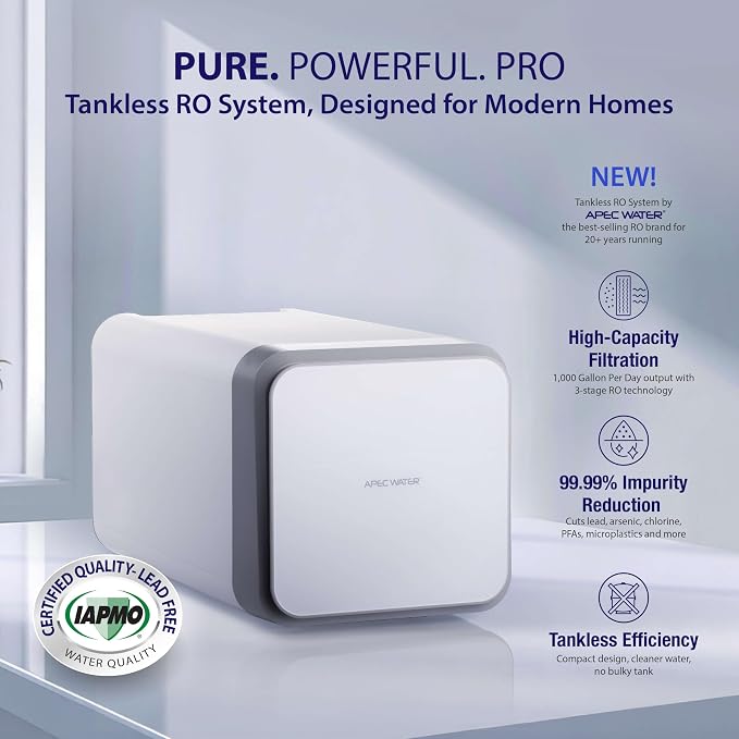 APEC Tankless Reverse Osmosis System, NSF 372 & 58 Certified 3 Stage Water - Image 2