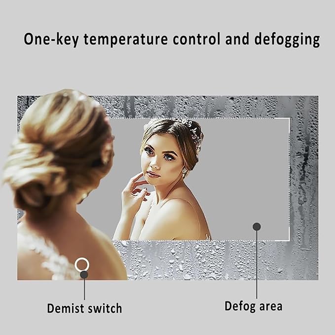 Inner Sand Smart Illuminated LED Bathroom Mirror, Wall Mounted Multifunction - Image 7