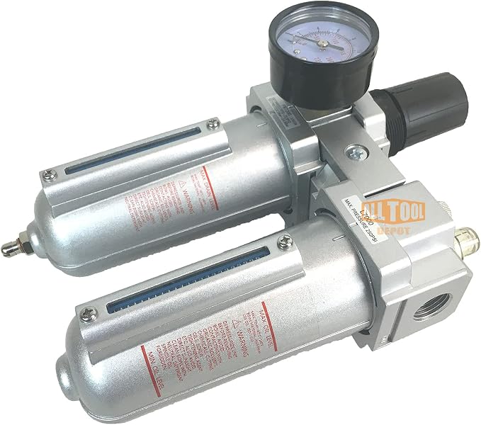 1/2" NPT HEAVY DUTY Compressed Air In Line Filter Regulator Lubricator Oiler - Image 3