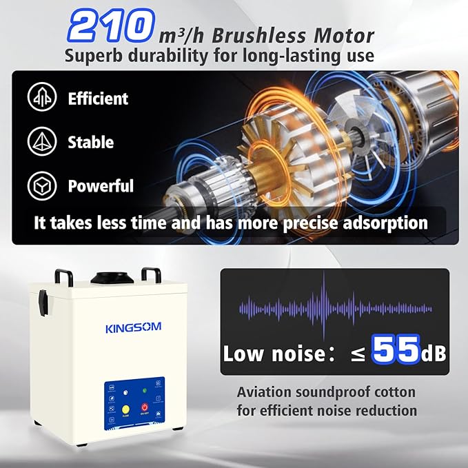 KINGSOM 100W Solder Fume Extractor 210m³/h - Image 4