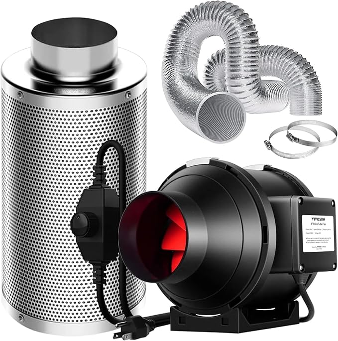 VIVOSUN Grow Tent Ventilation System, 4 Inch Inline Duct Fan by VIVOSUN