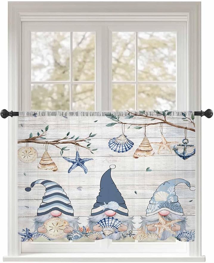 Sheer Curtains 54 Inch Length, Coastal Eucalyptus Semi Sheer Curtains Light by Unknown