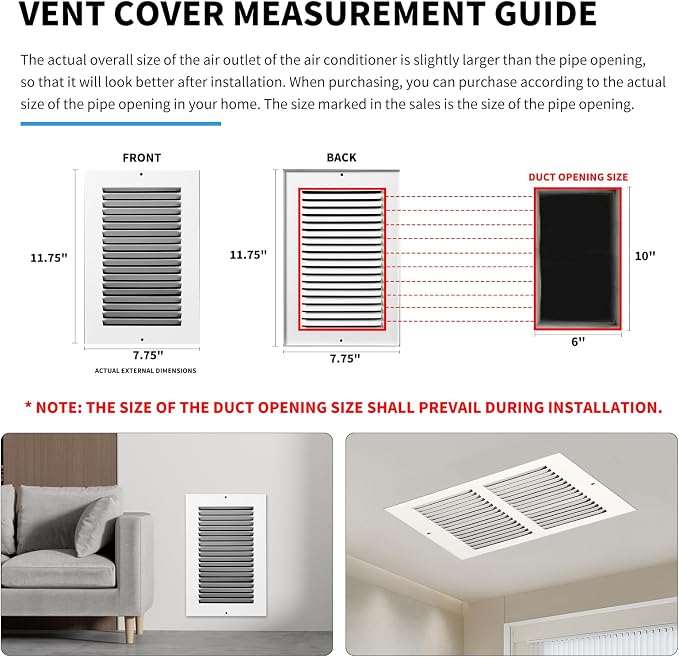 6x10 Vent Cover, Air Return Vent Cover, Flat Vent Cover, Rejillas De Aire - Image 4