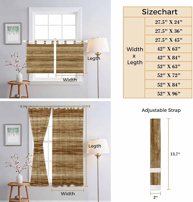 Vintage Western Kitchen Curtains 24 Inch Length, Small Window Curtains Tab Top - Image 8
