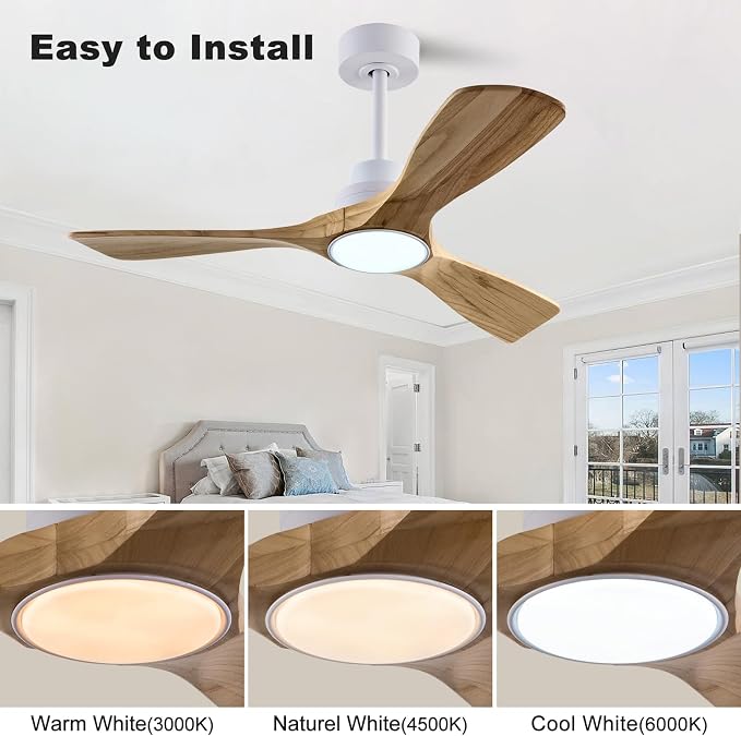 QUTWOB 42" Wood Ceiling Fan - Image 4