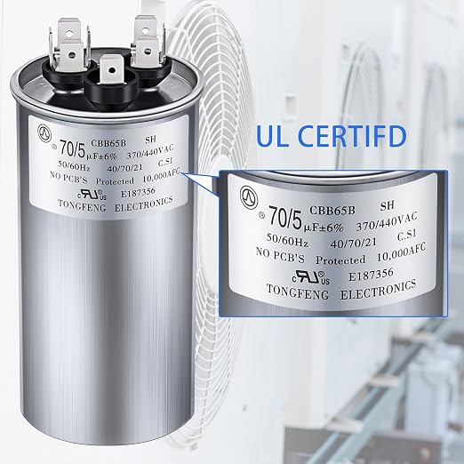 70/5 MFD uF 370/440V CBB65 Dual Run Round Capacitor - Image 3