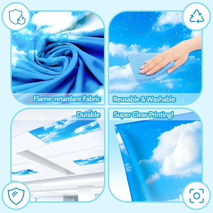 Sky Theme Magnetic Light Covers 8-Pack – Soft Sky Cloud Ceiling Light Filters - Image 5