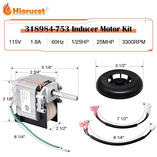 Hiorucet 318984-753 Inducer Motor Kit, Draft Inducer Motor Assembly - Image 2