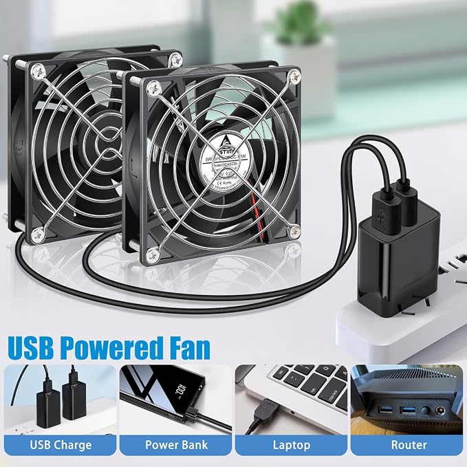 GDSTIME 5V USB 90mm Fan with Speed Control, 92mm x 92mm x 25mm Brushless DC PC - Image 5
