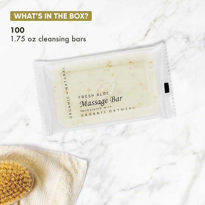 1-Shoppe All-in-Kit Diversified Hospitality Organic Oatmeal Massage Bar Soap, Travel Size Hotel Amenities, 1.75 oz (Case of 100)