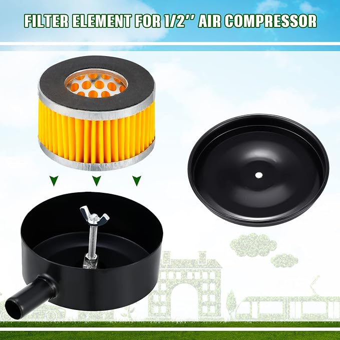 8 Pcs Air Compressor Replacement Filter Elements 2.6 x 1.6 Inch Piston Type Air - Image 5