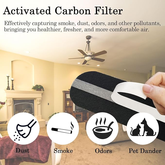 15 Pack Ceiling Fan Filters for Blades, Activated Carbon Filters - Image 3