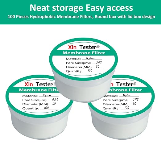 Xin Tester 100 Pieces Nylon Disc Membrane Filters, 50 mm Diameter, 0.45µm Pore - Image 6