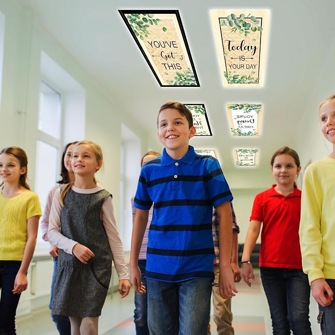 6Pcs Classroom Light Covers for Fluorescent Lights, 2x4 FT Yellow Wood Grain - Image 6