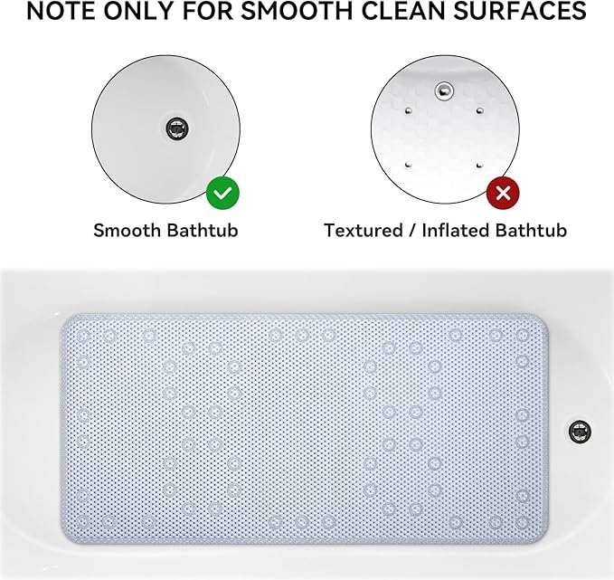 Double Layer Foam Non Slip Bathtub Mat 37x17in, More Comfortable and Thicker Tub Mat Than Ordinary Foam Shower Mat, Bath Mat for Tub with Suction for Comfort and Safety (G-Gray Blue, 36'' x 17'')