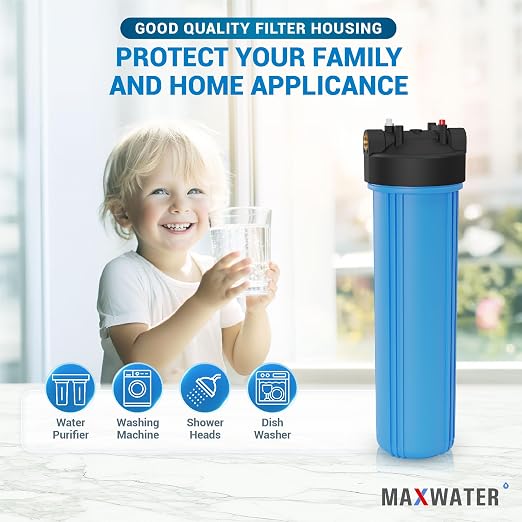 Max Water 20" x 4.5" Whole House Water Filter Housing, Big Filter Blue - Image 6