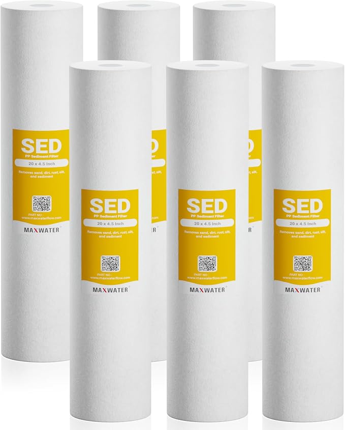 Max Water 1 Micron 20 x 4.5 Sediment Filter 20 inch Whole House BB Water by MaxWater