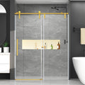 Chabatree Shower Door 60" W x 76" H Frameless Sliding Shower Door,Frameless Shower Door with Sealing Strip and Waterproof Handle,5/16"(8mm) Clear Tempered Glass,Stainless Steel Hardware,Golden