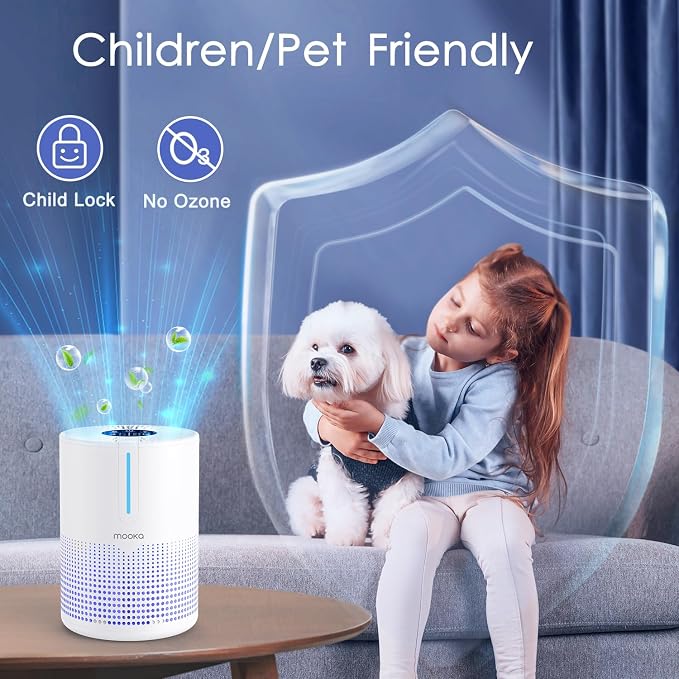 Air Purifiers for Bedroom Home 430 Sq.Ft, MOOKA H13 HEPA Filter Small Portable - Image 7