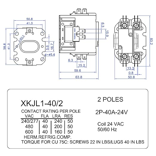 Dreyoo 24V Coil 1 Pole Air Conditioner Contactor, UL Certified Carrier HVAC - Image 2