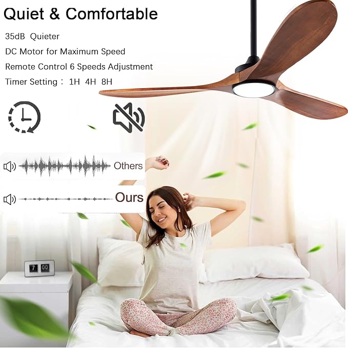 QUTWOB 42" Wood Ceiling Fans - Image 3