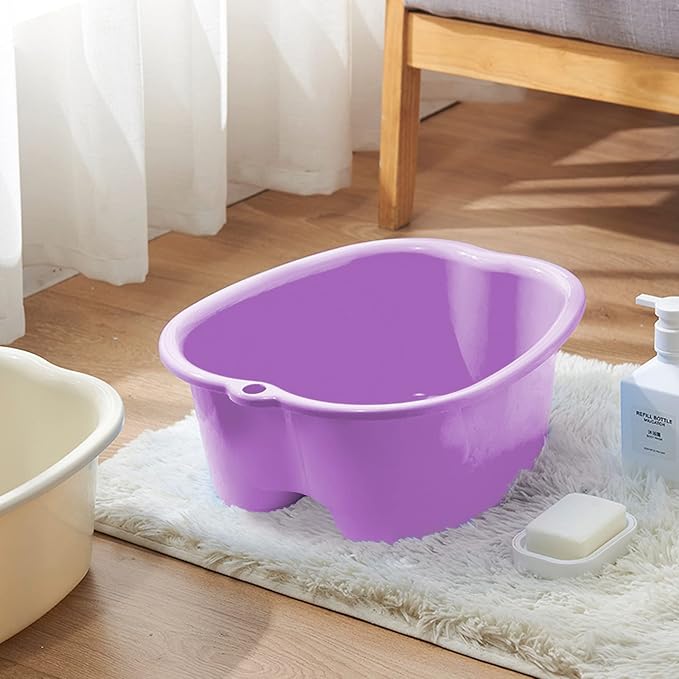 Foot Soaking Bath Basin, Large Size Feet Massager Tub, At Home Spa Pedicure Treatment (Purple)