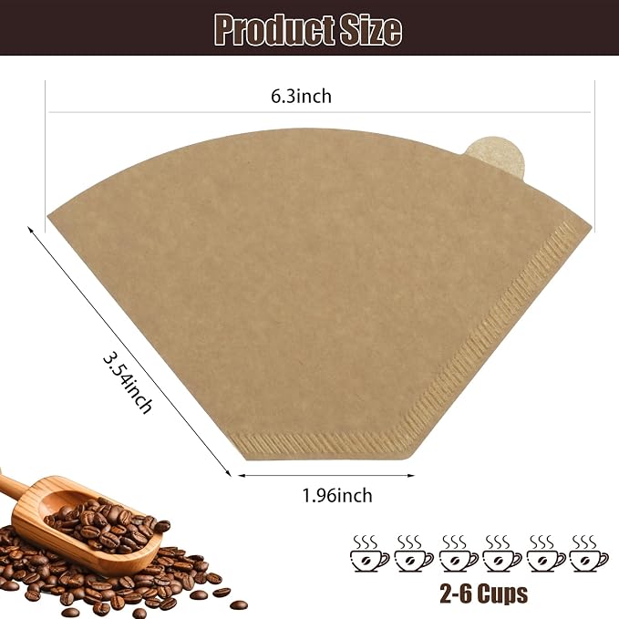 200 Count Coffee Filter #2, 2 Cone Coffee Filters Unbleached Natural 2 Cone - Image 2