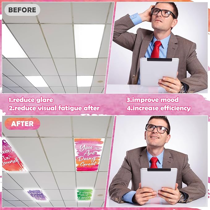 6Pcs Classroom Light Covers for Fluorescent Lights, Magnetic 2x4 FT Ceiling - Image 5