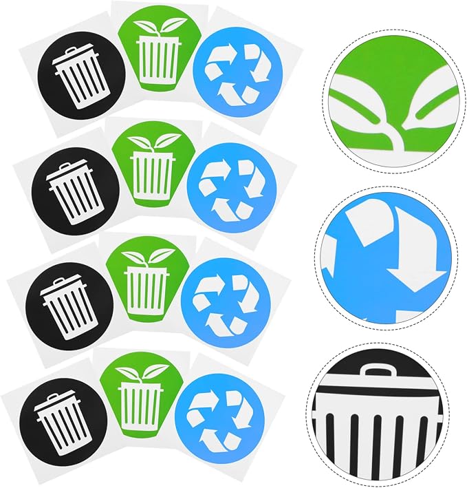 DOITOOL 12pcs Trash Can Recycling Labels Garbage Bin Stickers - Image 5