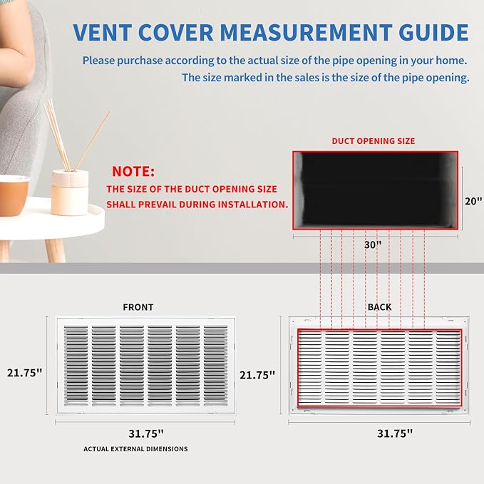 30x20 Return Air Grille, Return Air Vent Cover - Image 4