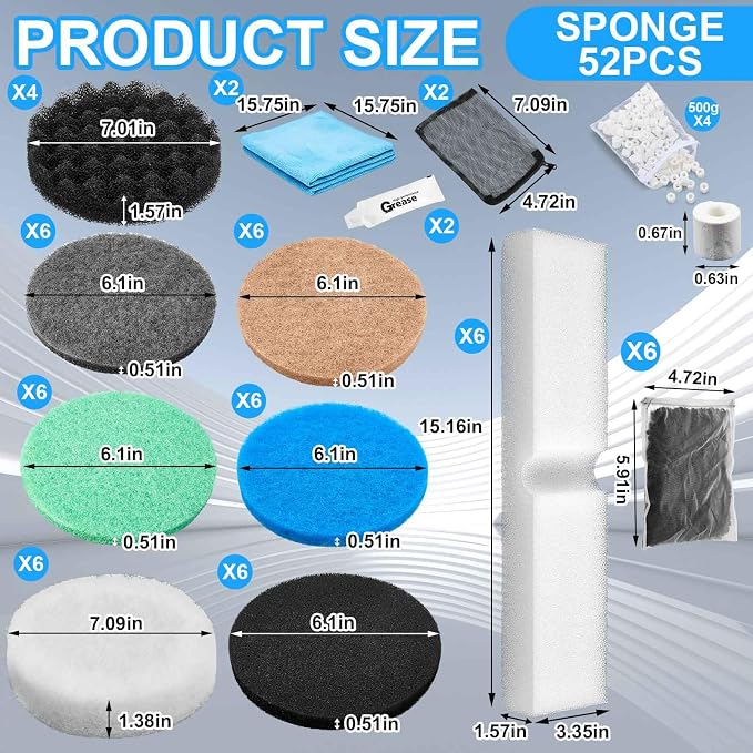 31 Pcs Compatible with Fluval Fx4/Fx5/Fx6 Replacement Filter Media, 3 Foam Block - Image 2