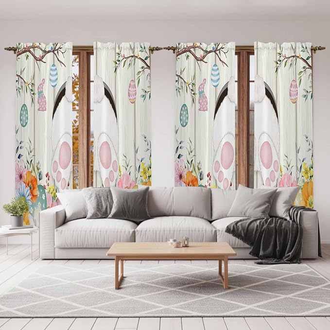 Easter Window Curtains 72 Inch Long 2 Panel Set, Rod Pocket Long Curtains & - Image 7