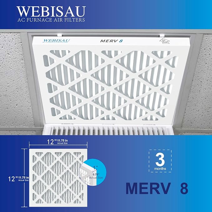 12x12x1 Air Filter MERV 8 MPR 600 6Pack Furnace Filters Pleated HVAC AC Furnace - Image 4