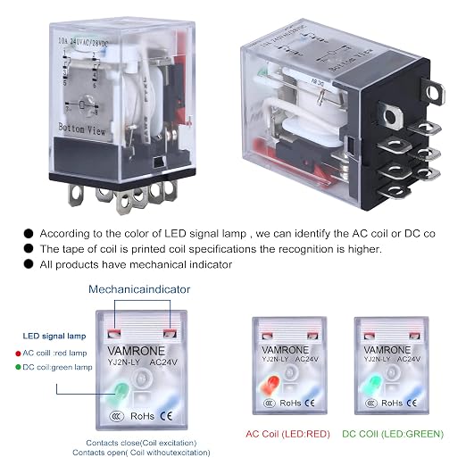 Electromagnetic Power Relay, 8-Pin 10A 24 AC Relay Coil - Image 6
