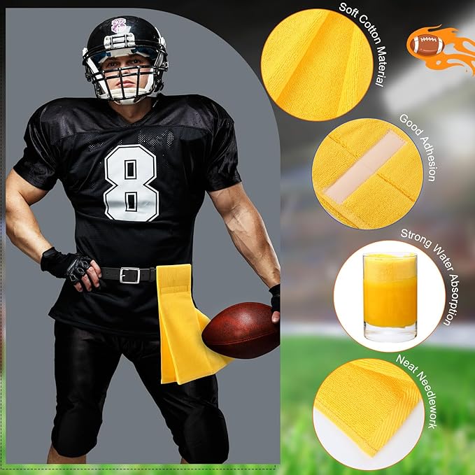Shimeyao 2 Pcs Cotton Sports Football Towel with Closure Pitching Football Sweat Towel for Sports Gym Men Women Accessories(Yellow, Classic)