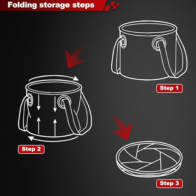 Multifunctional Collapsible Bucket,Portable Bin,Car Wash Bucket,Lightweight Foldable Buckets with Handles for Camping,Dish Washing,Laundry,Soaking Feet,Fishing,Hiking