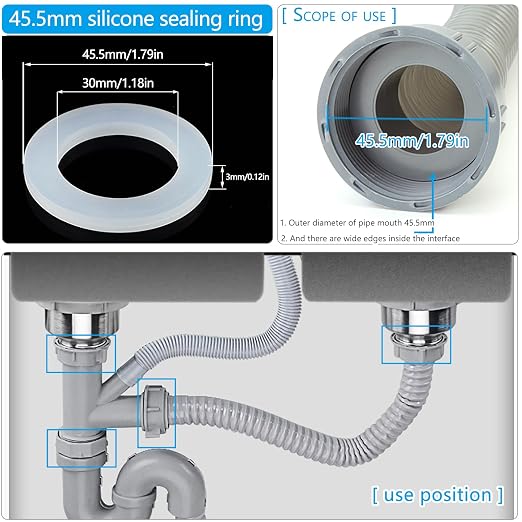 6PCS Kitchen Sink Filter Sealing Ring, Flat Silicone Gasket - Image 2