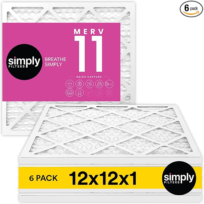 Simply 12x12x1 Air Filter, Merv 11, MPR 1000, 6 Pack, Furnace Air Filter by SimplyFilters