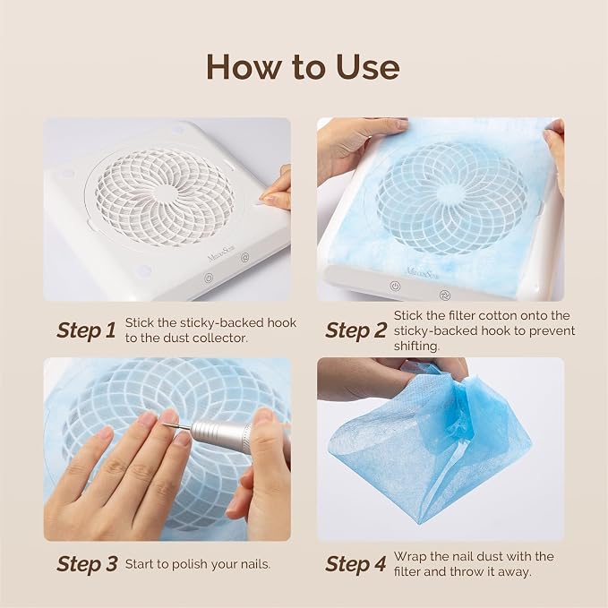 MelodySusie 200 Sheets Nail Dust Collector Filter Paper, Disposable Dust Vacuum - Image 6