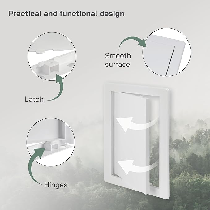 Vent Systems 6x10 Access Panel - ABS Plastic - for Drywall, Wall and Ceiling Electrical and Plumbing Service - Exterior Dimensions 6.7x10.7 Inches