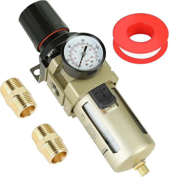 Hromee 1/2 Inch Compressed Filter Regulator Combo, Air Compressor Water Oil by Hromee