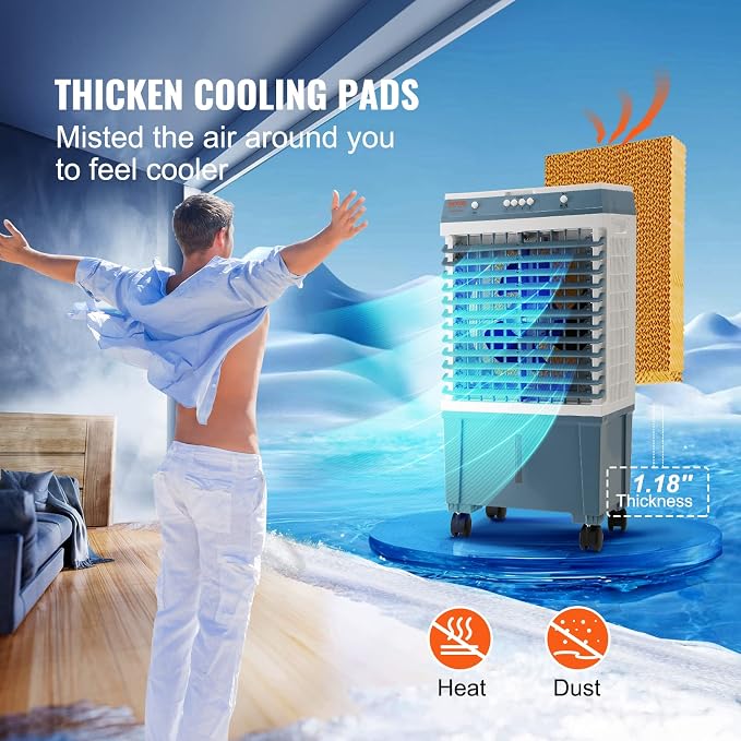 VEVOR Evaporative Air Cooler, 1400 CFM 11X31 inch Air Cooler, 3 Speeds Cooler - Image 3