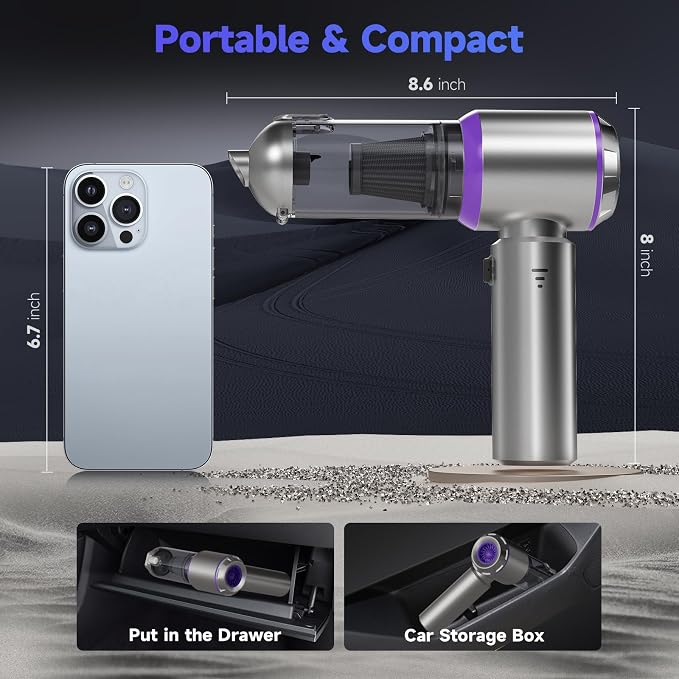 Car Vacuum Portable Cordless, 22000PA High Power handheld Vacuum Cleaner - Image 8