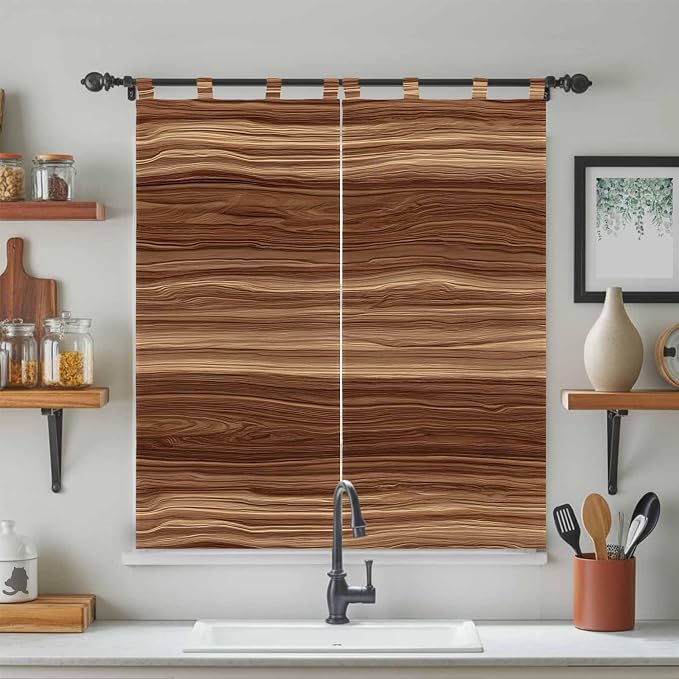 Brown Western Bedroom Curtains 72 Inch Length, Window Curtains Tab Top - Image 3