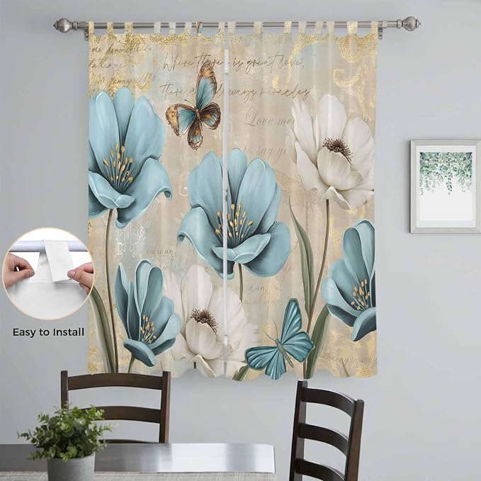 Spring Flowers Living Room Curtains 84 Inch Length, Window Curtains Tab Top - Image 4