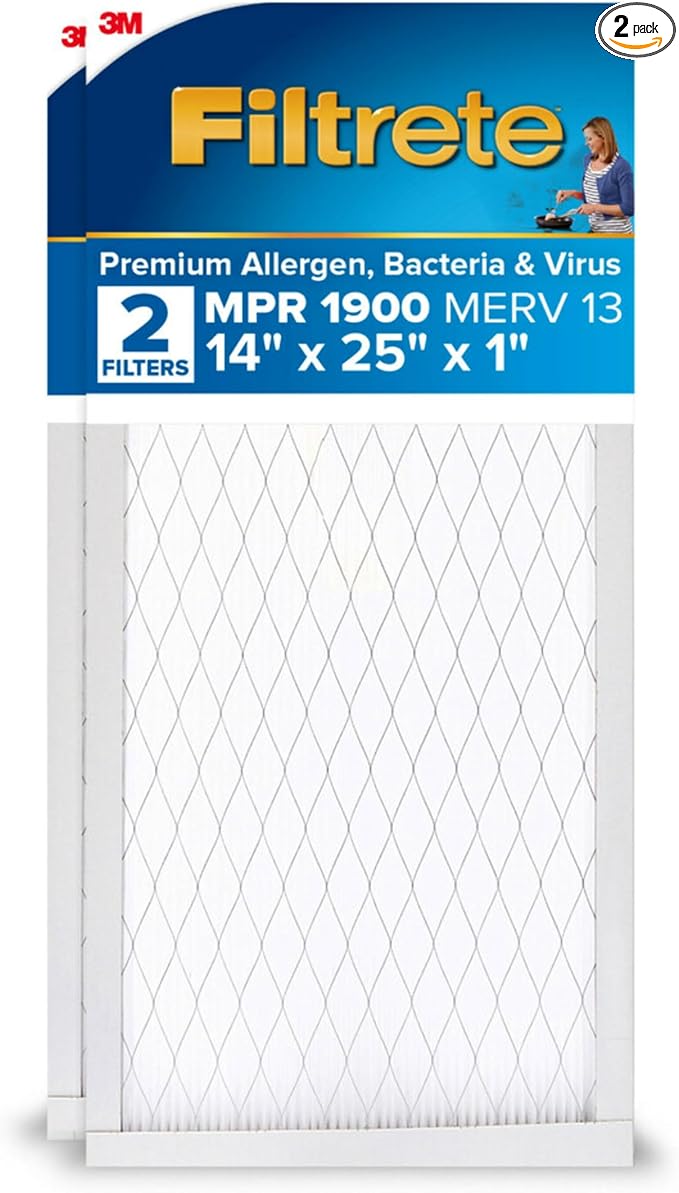Filtrete 14x25x1 AC Furnace Air Filter, MERV 13, MPR 1900, Premium Allergen by Filtrete
