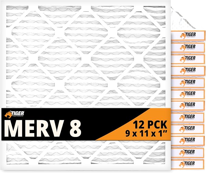 Tiger Tough 9x11x1 Air Filter MERV 8 MPR 600-800, High-Performance Pleated HVAC by TIGERTOUGHPRODUCTS